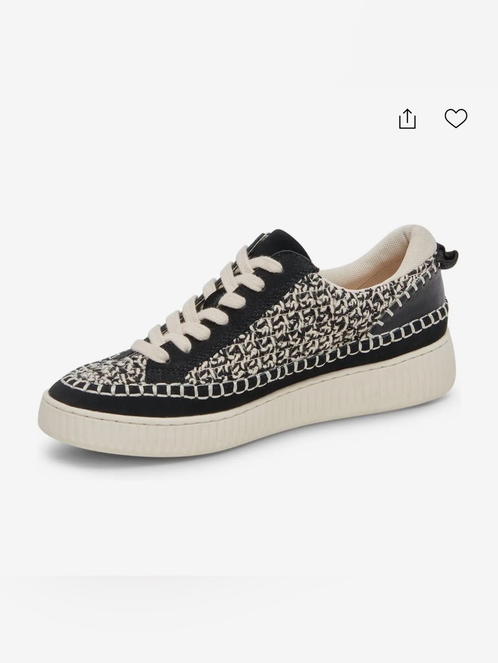 Dolce Vita Nicona Black and Cream Boho Platform Sneakers Size 7.5